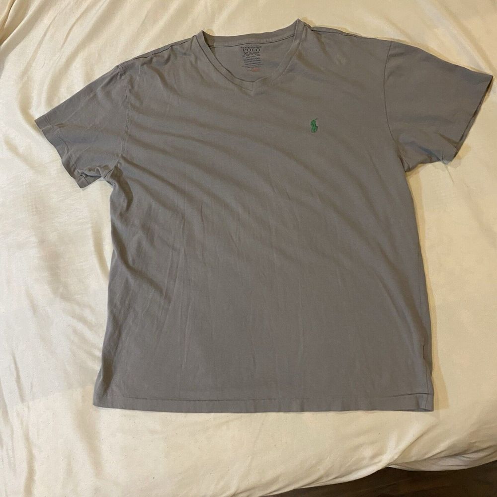 Vintage Polo Ralph Lauren Mens M/M Single Stitch Cotton Pony Logo V-Neck T Shirt - Picture 2 of 7